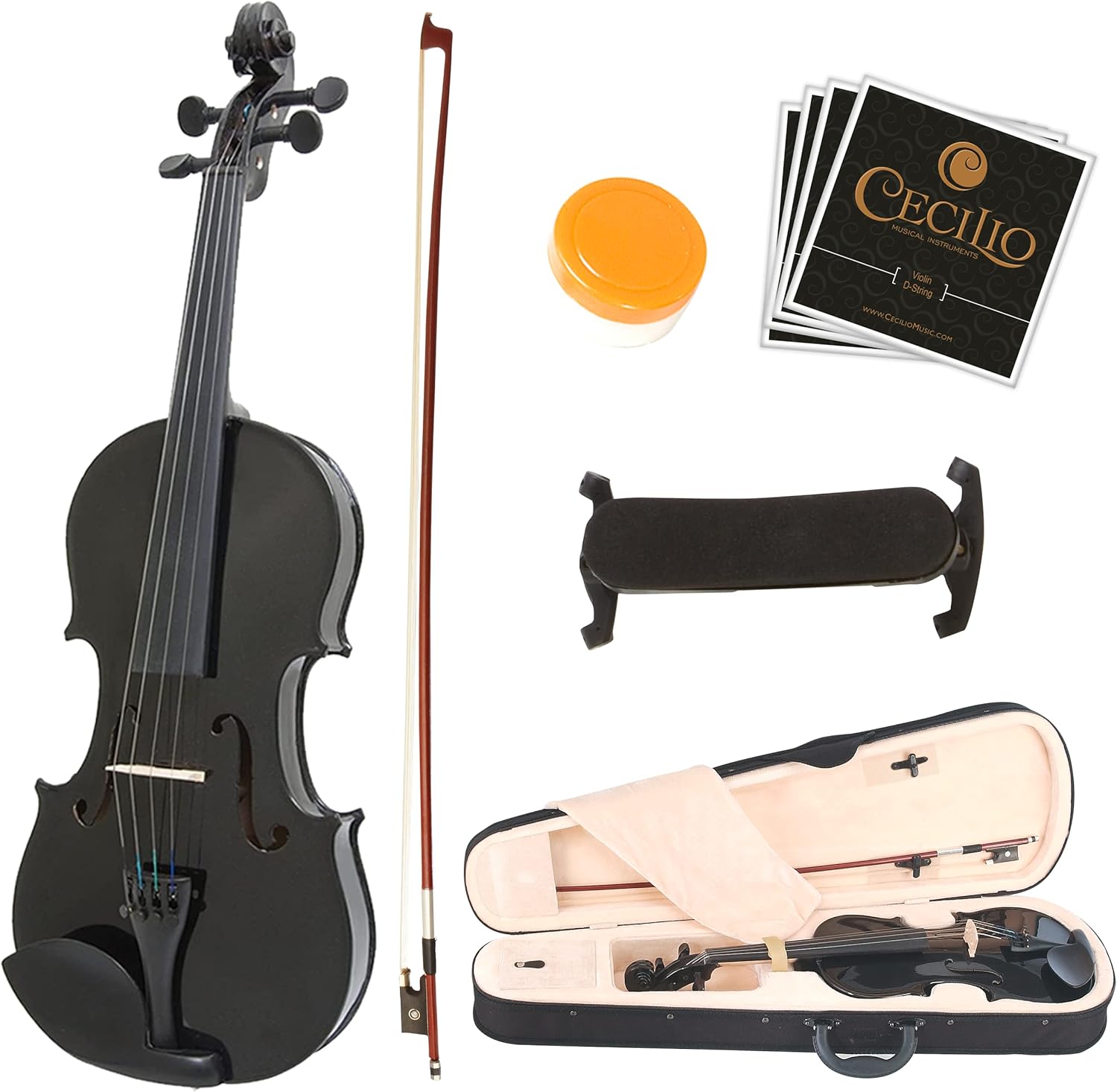 Mendini By Cecilio Violin For Beginners, Kids & Adults - Beginner Kit For Student w/Hard Case, Rosin, Bow - Starter Violins, Wooden Stringed Musical Instruments