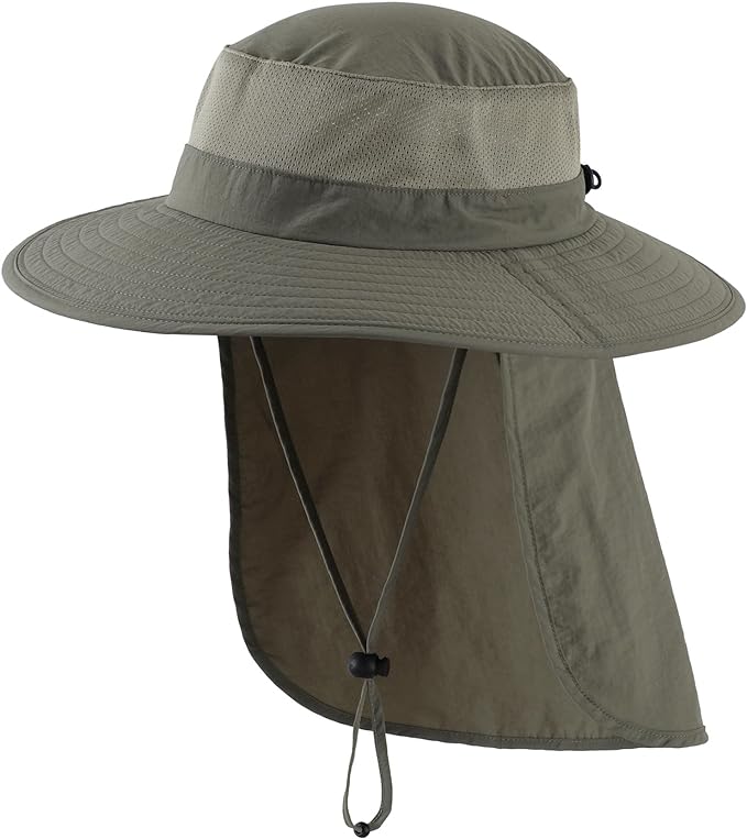 Home Prefer Outdoor UPF50  Mesh Sun Hat Wide Brim Fishing Hat with Neck Flap