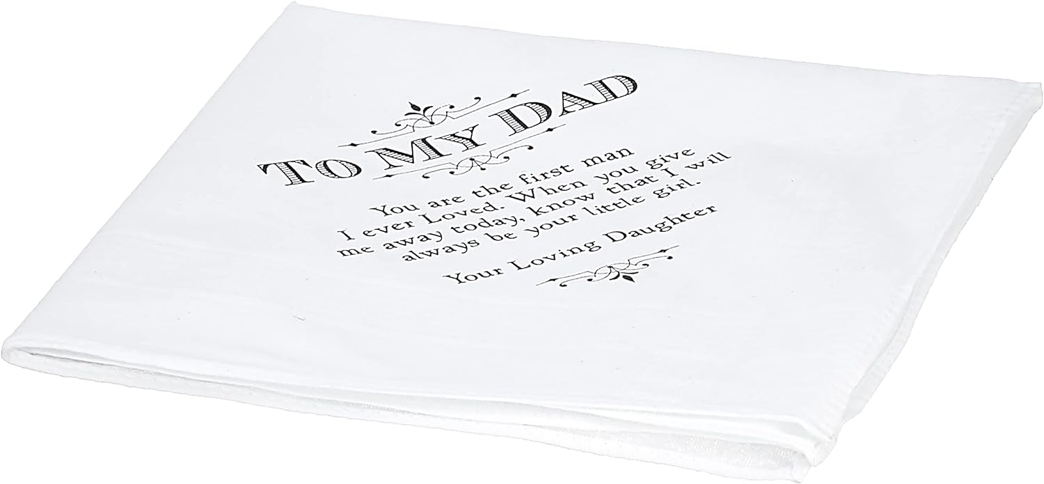 Lillian Rose White Dad Wedding Gift Cotton Keepsake Hankie, 7