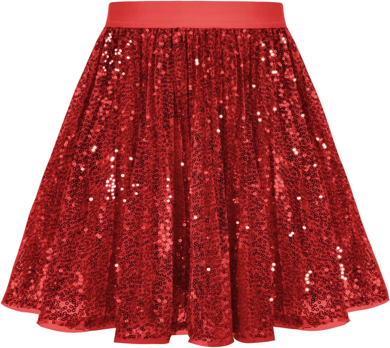 GRACE KARIN Girls Sequin Skirt Elastic Waist Sparkle Pleated Skirt for Party 5-12Y