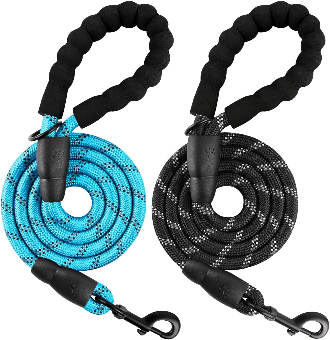 BARKBAY Dog Leashes for Large Dogs Heavy Duty Dog Leash 2 Pack 5 FT with Comfortable Padded Handle Highly Reflective Threads for Medium Large Dogs Walking Training Running (5FT-1/2,Blue+Black)