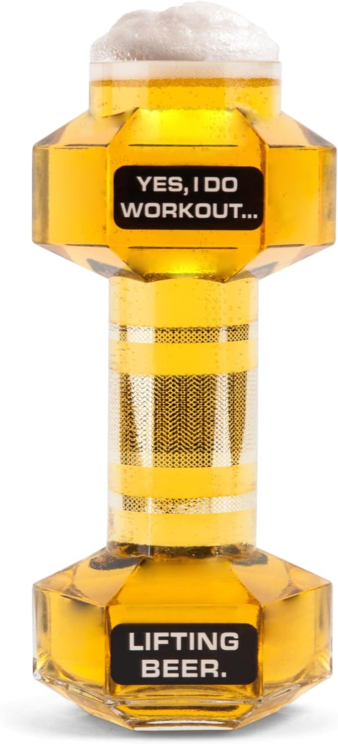 BigMouth Inc. The Dumbbell Beer Glass, Novelty Beer Drinking Glass, 24 Oz