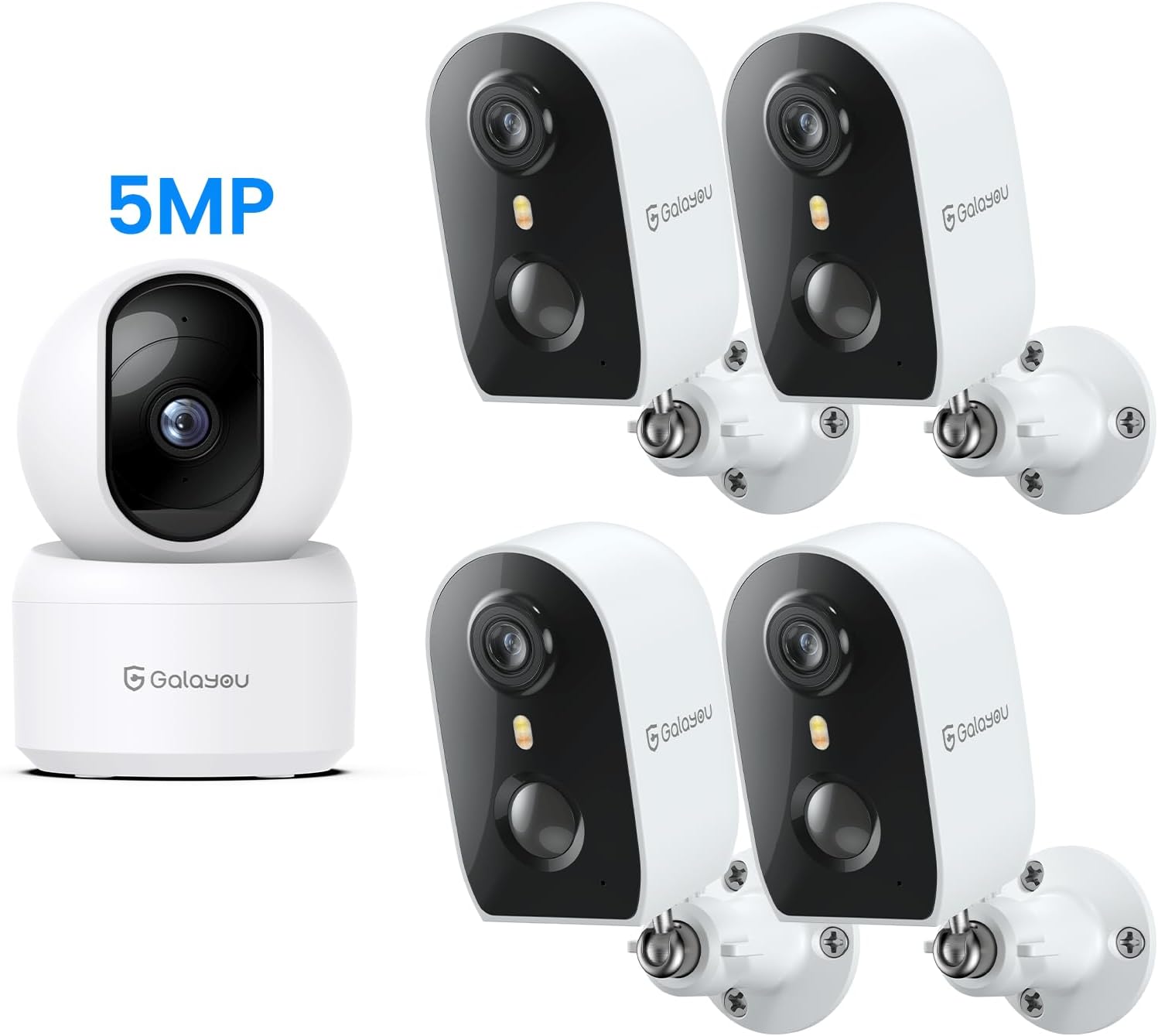 GALAYOU Cameras for Home Security- 2K/5MP WiFi Surveillance Indoor/Outdoor, Security Cameras with Motion Siren, Night Vision, Spotlight, Cloud/SD Storage