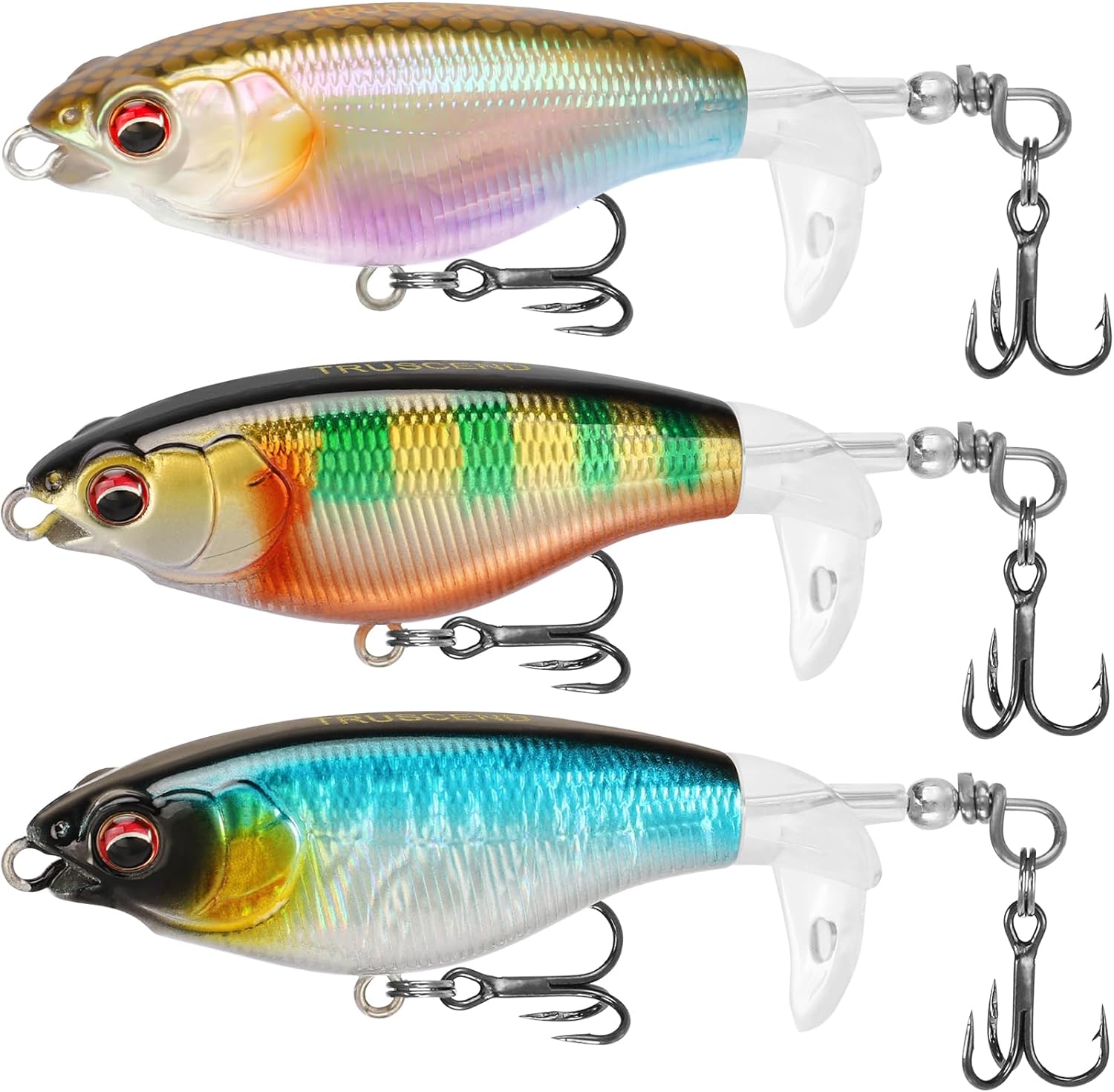 TRUSCEND Top Water Fishing Lures with BKK Hooks, Whopper Fishing Lure for Freshwater or Saltwater, Floating Lure for Bass Catfish Pike, Fishing Wobble Surface Bass Baits Teasers Fishing Gifts for Men