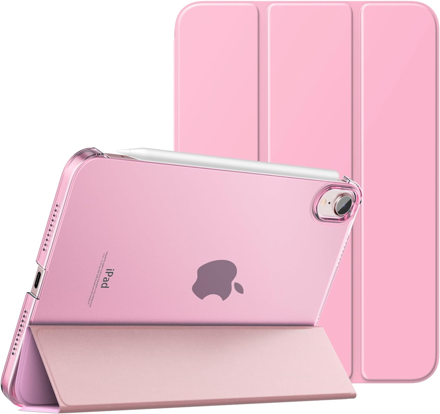 MoKo Case Fit New iPad Mini 6 2021 (6th Generation, 8.3-inch) - Slim Lightweight Hard Clear Back Shell Stand Cover with Translucent Frosted Back Protector, with Auto Wake/Sleep, Nosegay Pink