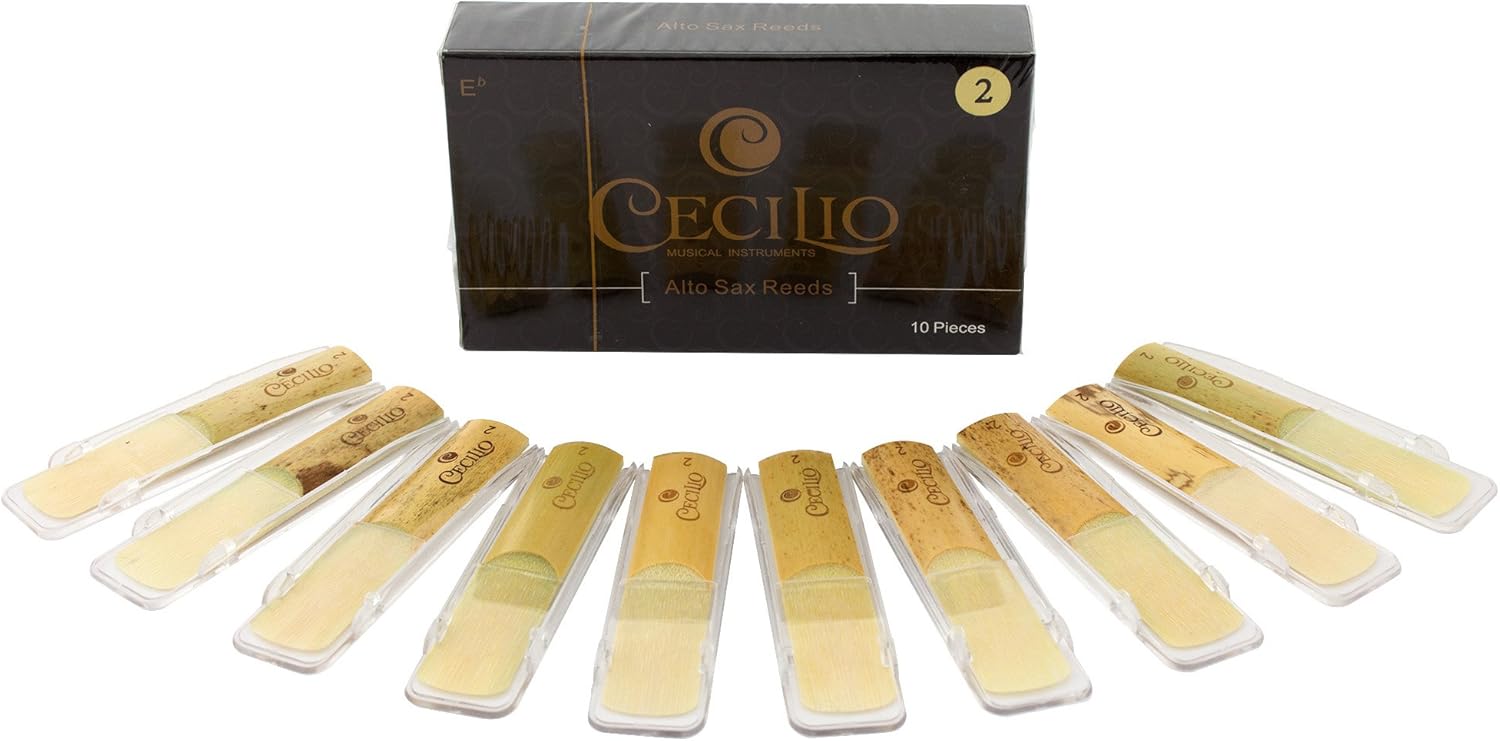 Cecilio Alto Saxophone Reeds 2.0-10 Pack with Individual Plastic Cases - Entry to Mid-Level - Beginner-Friendly