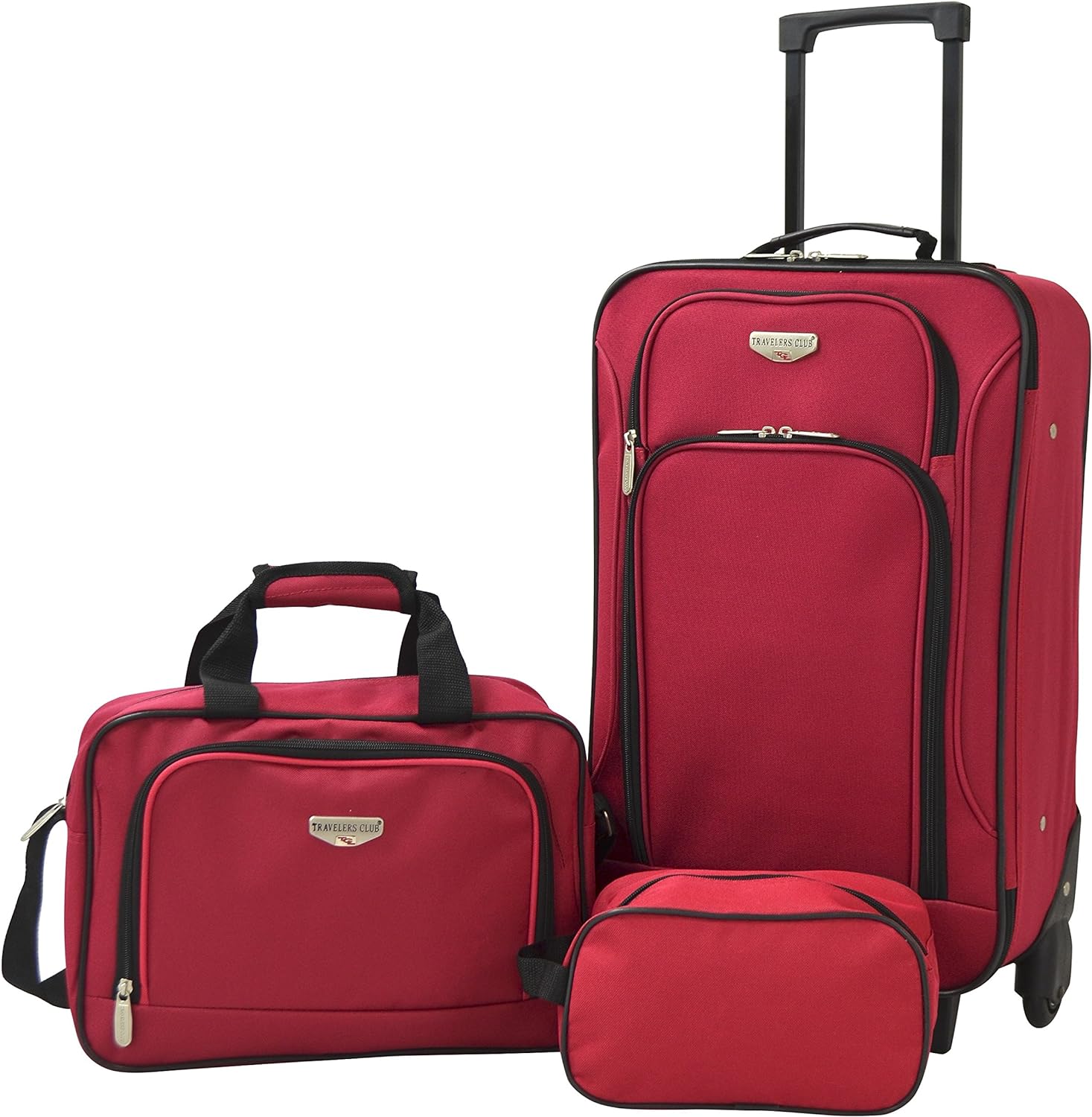 Travelers Club Euro Carry-On Luggage, red, 3-Piece Set