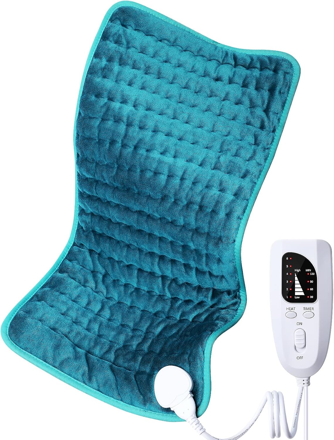 Electric Heating pad for Back/Shoulder/Neck/Knee/Leg Pain Relief, 6 Fast Heating Settings, Auto-Off, Machine Washable, Moist Dry Heat Options, Extra Large 12x24