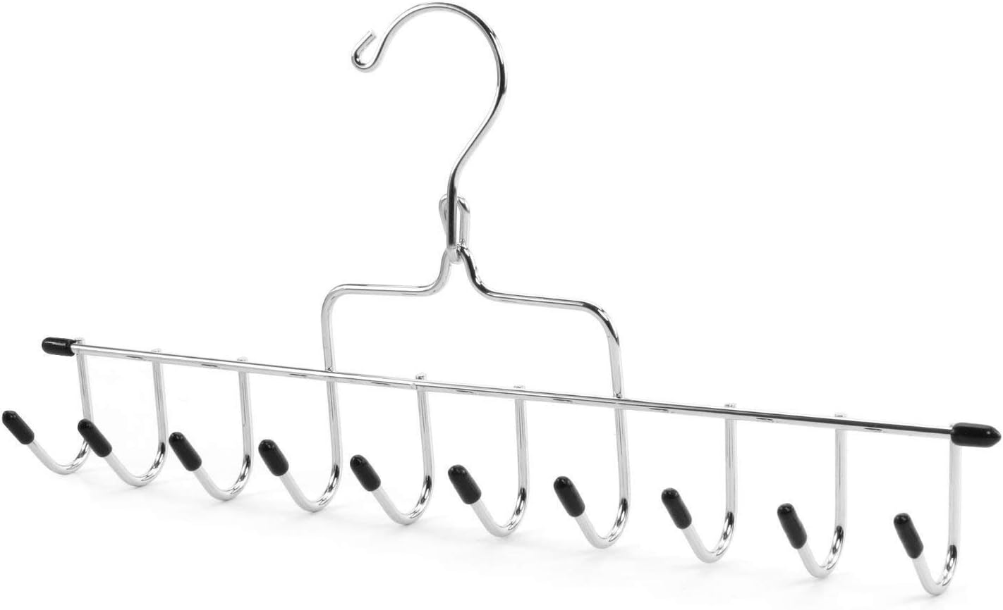 HANGERWORLD Chrome Metal Accessory Hanger for Belts, Ties and Jewellery with 10 Individual Hooks