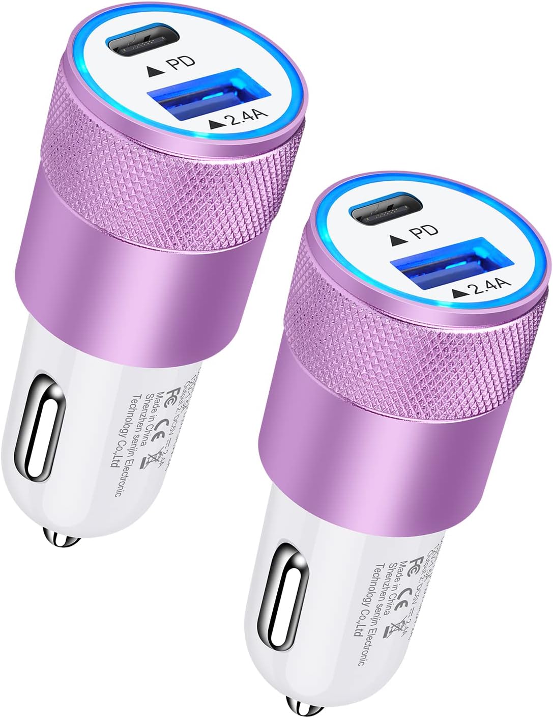 USB C Car Charger, [2Pack] PD 3.0 30W USB C Car Adapter Fast Charge, Dual Port USB Type C Cargador Carro Lighter Plug for iPhone 15 14 13 Pro Max 13Pro Mini 12 11, Power USBC Automobile Block C Type