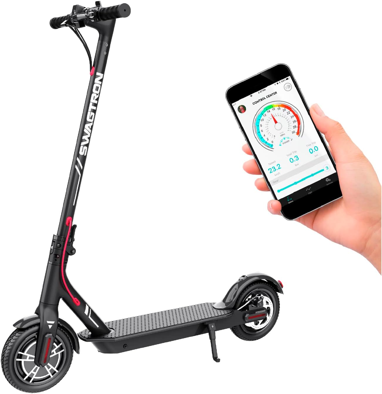 Swagtron SG-5 Swagger 5 Boost Commuter Electric Scooter with Upgraded 300W Motor