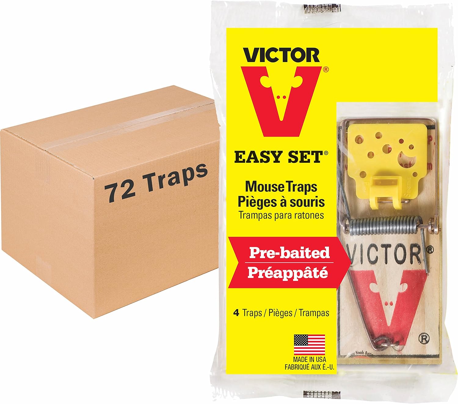 Victor Easy Set Mouse Trap - 18 Pack (72 Total Traps)