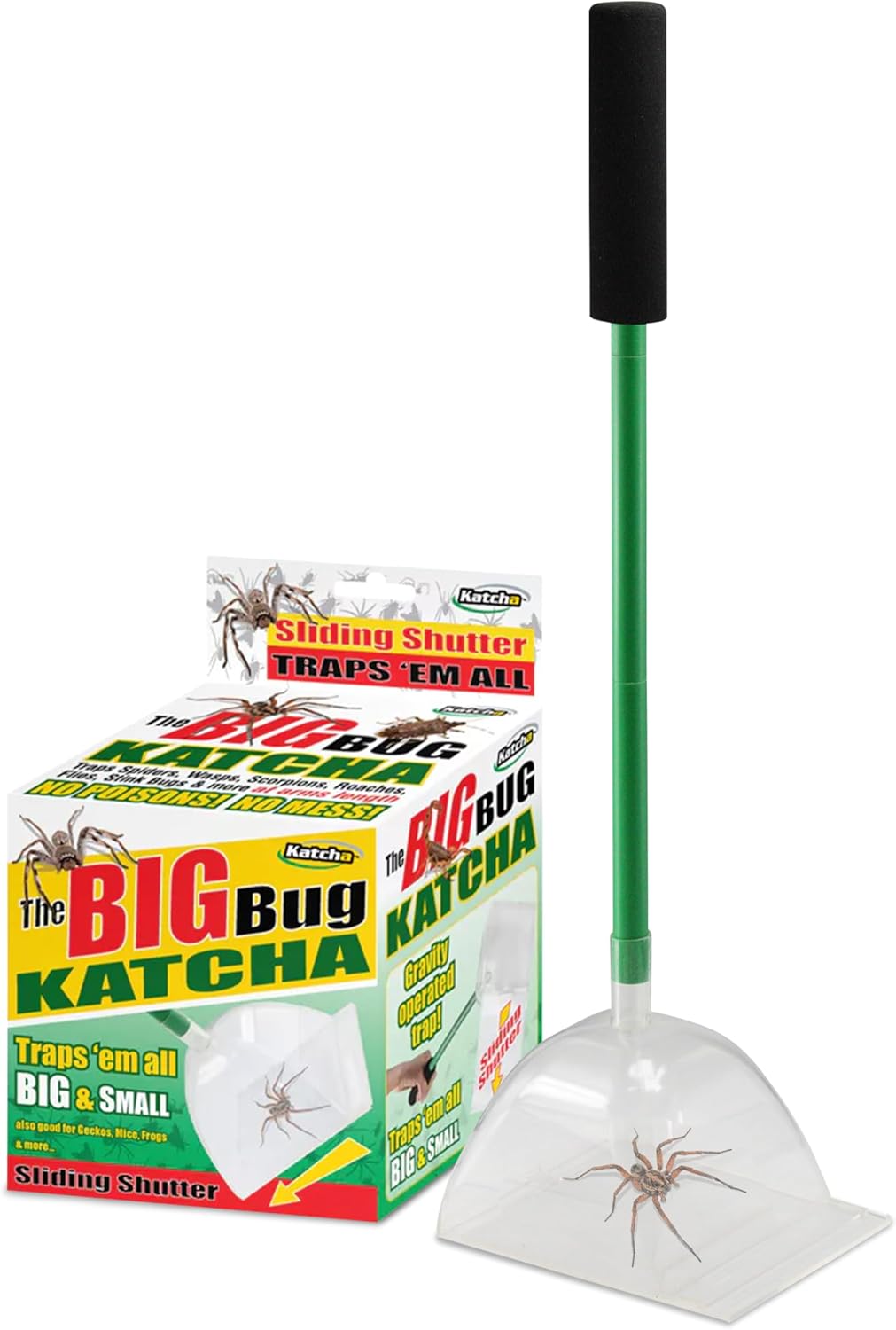 Katcha Acrylic Critter Catcher Live Trap - Large Plastic No-Harm Bug Trap & Bug Catcher with Handle for Indoor Use - Roach Traps Indoor - Bug Container for Safely Capturing Insects & Pests