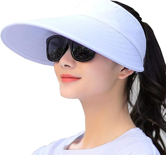 Sun Visor Hats Women Large Brim Summer UV Protection Beach Cap