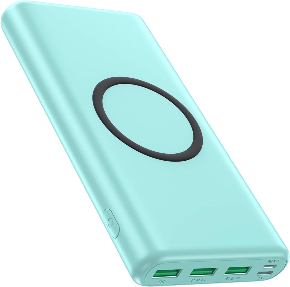 Wireless Portable Charger Power Bank,33800mAh 15W Fast Wireless Charging 25W PD QC 4.0 USB-C Power Bank,5 Output & Dual Input External Battery Pack Compatible with iPhone 15/14/13/12,Android etc-Green