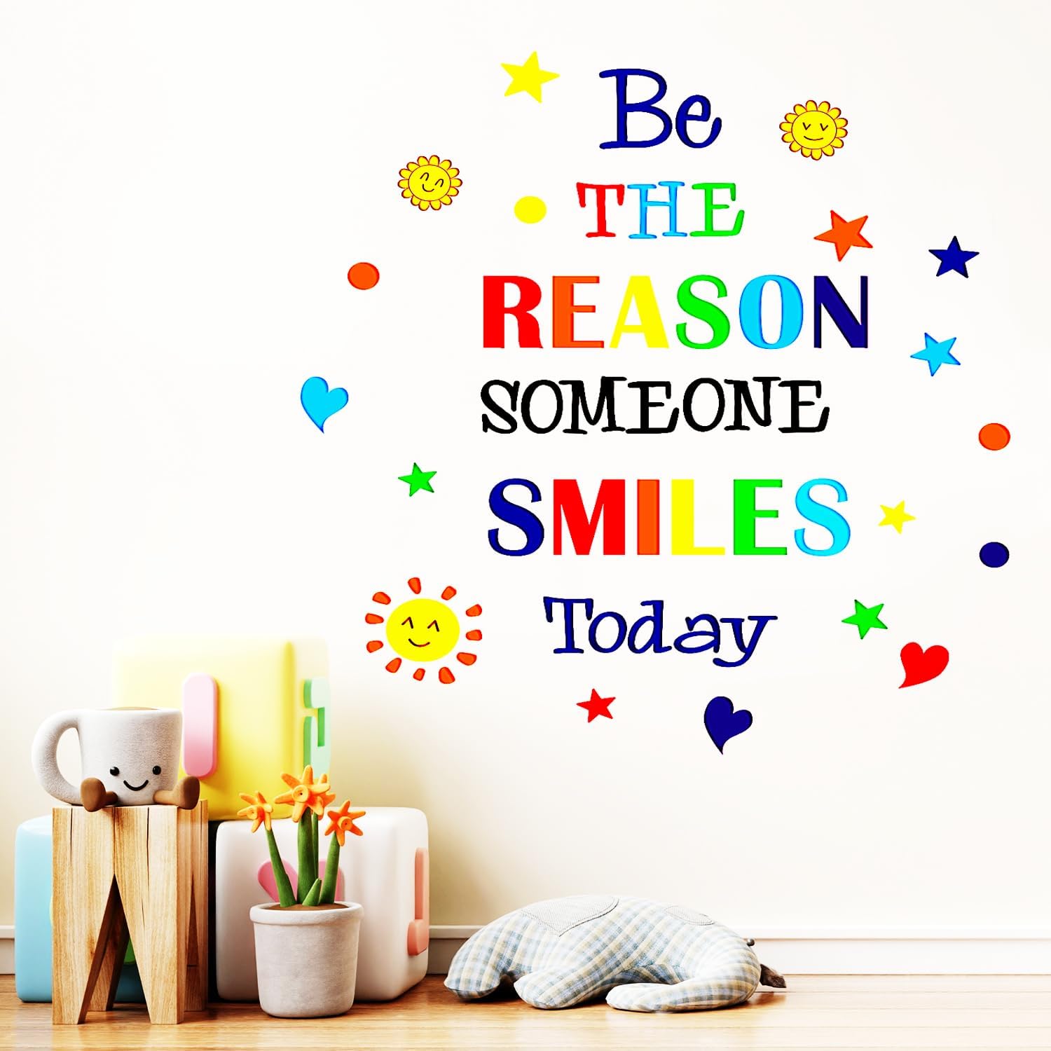 Lchen Be The Reason Someone Smiles Today Inspirational Wall Stickers Colorful Positive Motivational Removable Adhesive Wall Decals for Classroom Kids Nursery Bedroom Home Decor (Someone Smile)