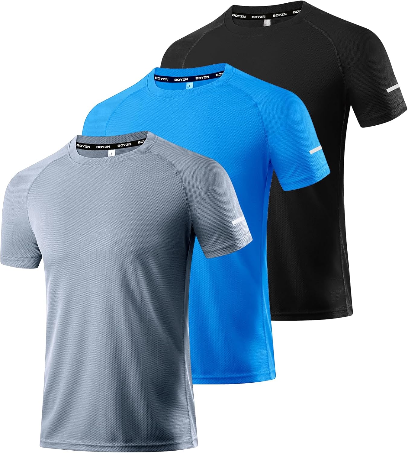 Boyzn 1 or 3 Pack Men' Workout Running Shirts, Dry Fit Moisture Wicking T-Shirts, Sports Gym Athletic Short Sleeve Shirts