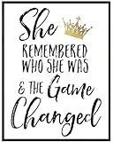 She Remembered Who She Was and The Game Changed Wall Art Poster 11x14 - Uplifting Inspirational Positive Quotes - Motivational Encouragement Gifts for Women, Girls Room, Bedroom - Butterfly Wall Decor