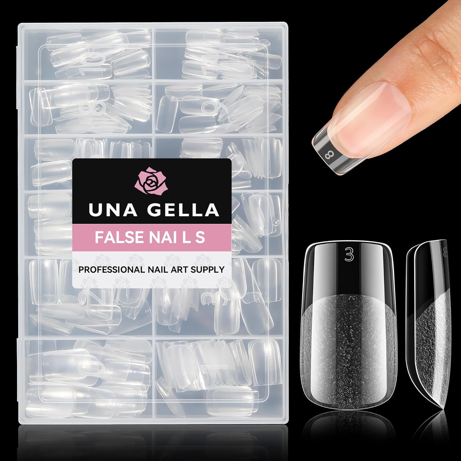 UNA GELLA Short Square Nail Tips 312pcs Square fake nails Pre-file Soft Gel X Nails Tips for Full Cover Acrylic Nails False Nails12 Sizes Press on Nails For Gel Nail Extensions Home DIY Nail Salon