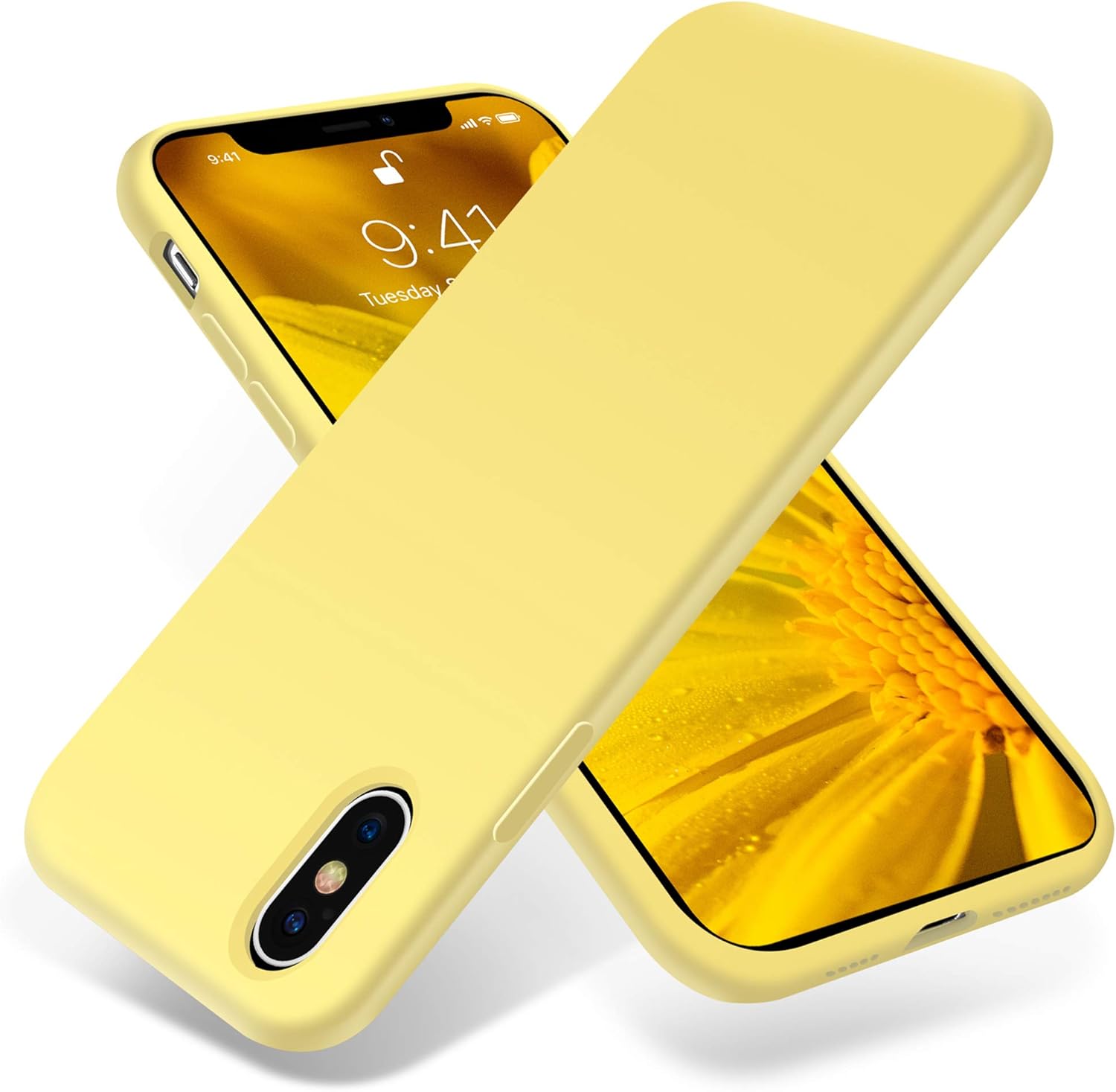 OTOFLY for iPhone X Case ONLY, [Silky and Soft Touch Series] Premium Soft Silicone Rubber Full-Body Protective Bumper Case Compatible with Apple iPhone X(ONLY) - Yellow