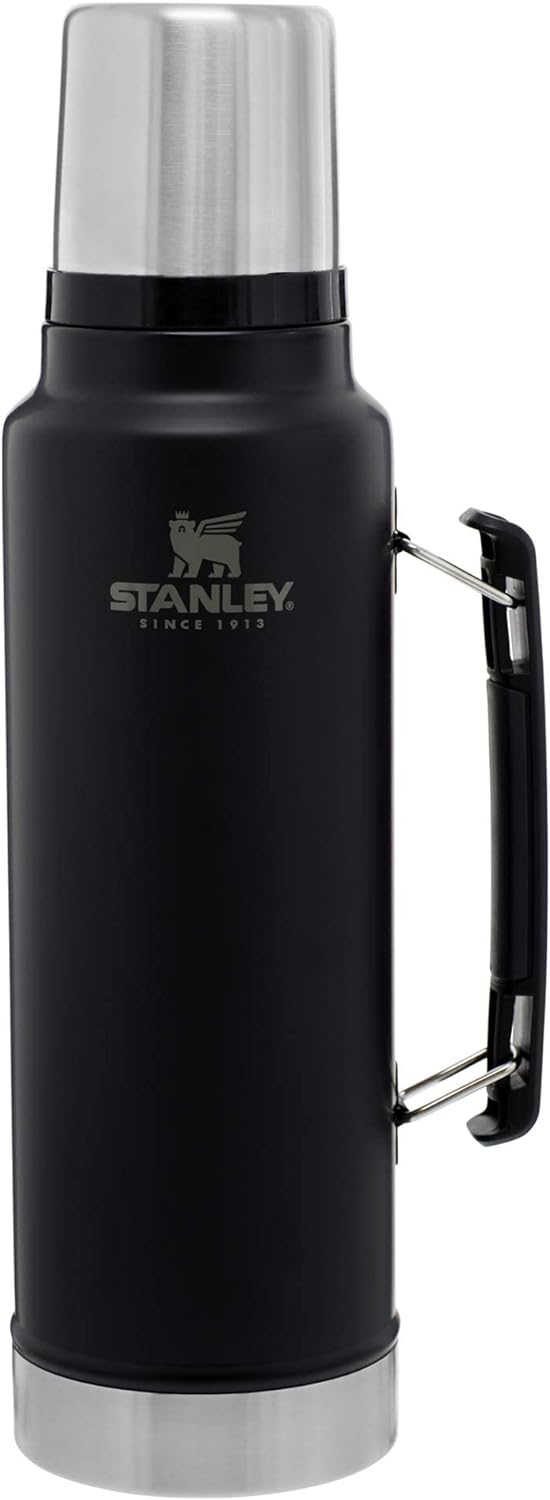 Stanley+Classic+Vacuum+Insulated+Wide+Mouth+Bottle+-+Matte+Black+-+BPA-Free+18%2f8+Stainless+Steel+Thermos+for+Cold+%26+Hot+Beverages+-+1.5+QT