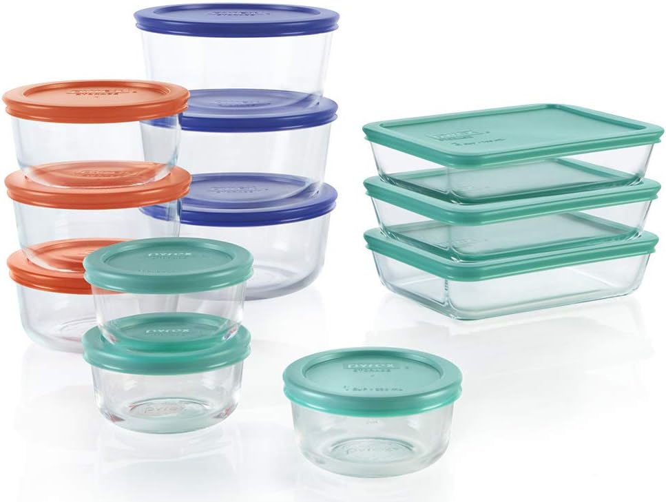 Pyrex 1136614 imply Store Glass Food Storage Container Set with Lid, 24 PIECE