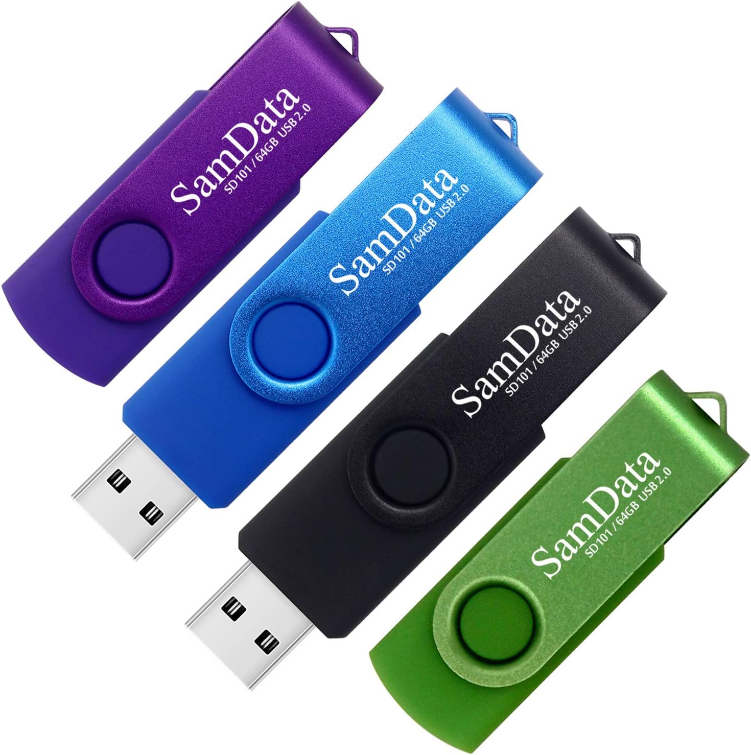 64GB USB Flash Drives 4 Pack 64GB Thumb Drives Memory Stick Jump Drive with LED Light for Storage and Backup (4 Colors: Black Blue Green Purple)