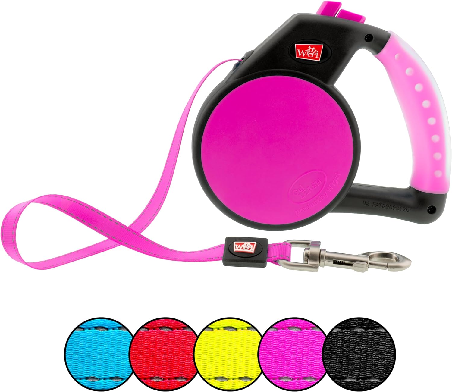 Wigzi Retractable Gel Handle Leash, Small Pink