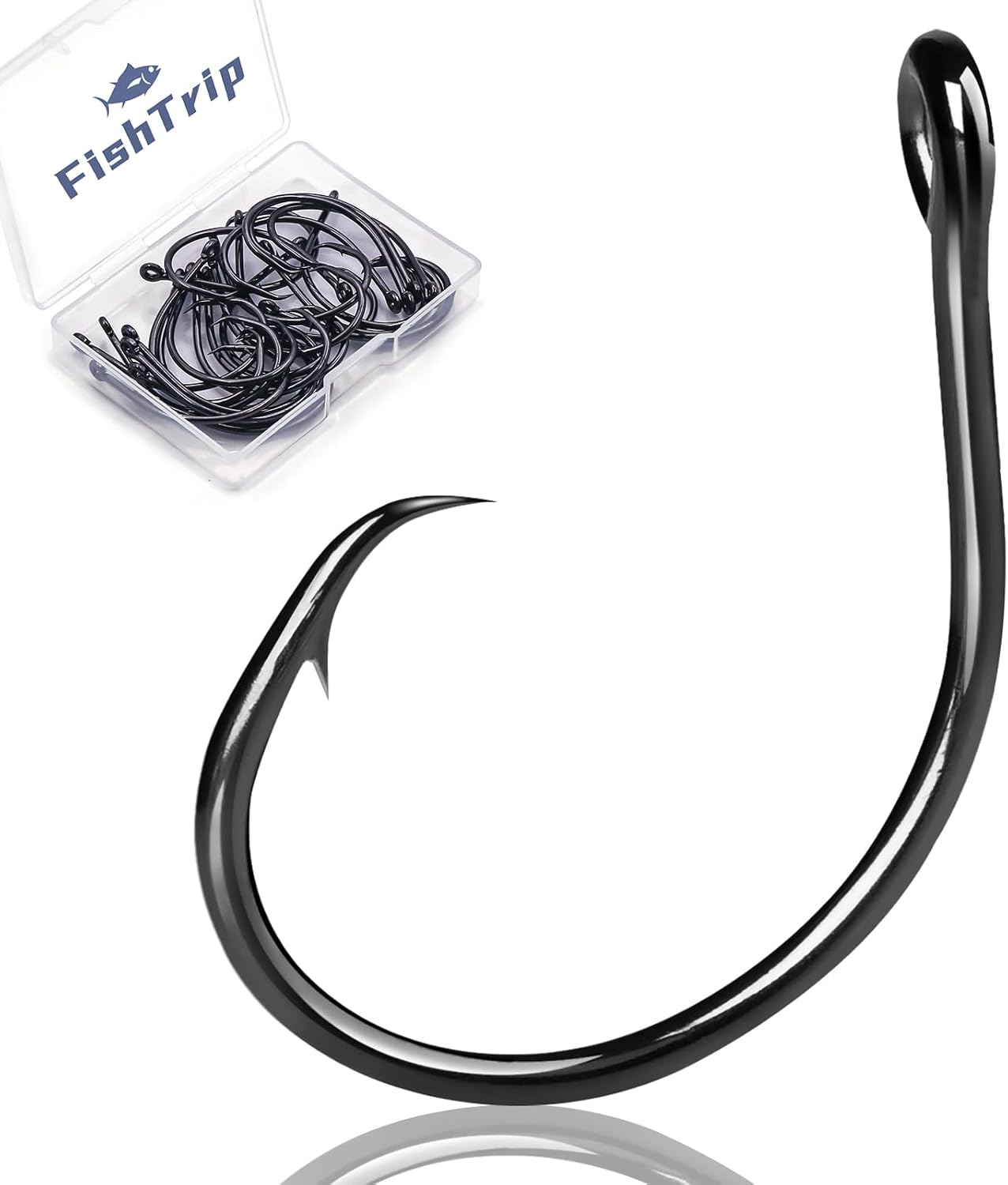 Inline Circle Hooks Saltwater - Fishing Catfish Hooks 25pcs Black/Wide Gap/Non-offset for Bass Salmon Striped Size 4 2 1 1/0 2/0 3/0 4/0 5/0 6/0 7/0