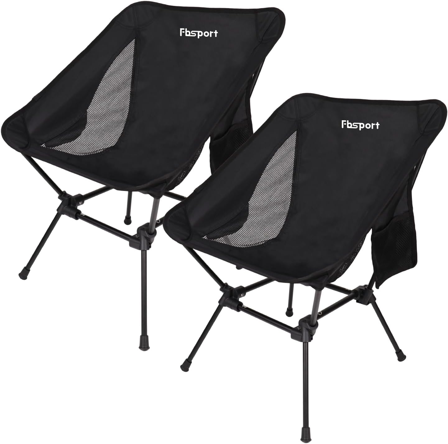 FBSPORT 2 Pack Portable Camping Chairs Lightweight Backpacking Chair Compact & Heavy Duty for Camp, Backpack, Hiking, Beach, Picnic, with Carry Bag