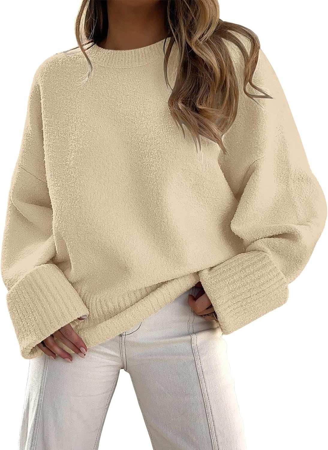 LILLUSORY Women's Oversized Sweaters 2024 Fall Fuzzy Chunky Warm Pullover Sweater