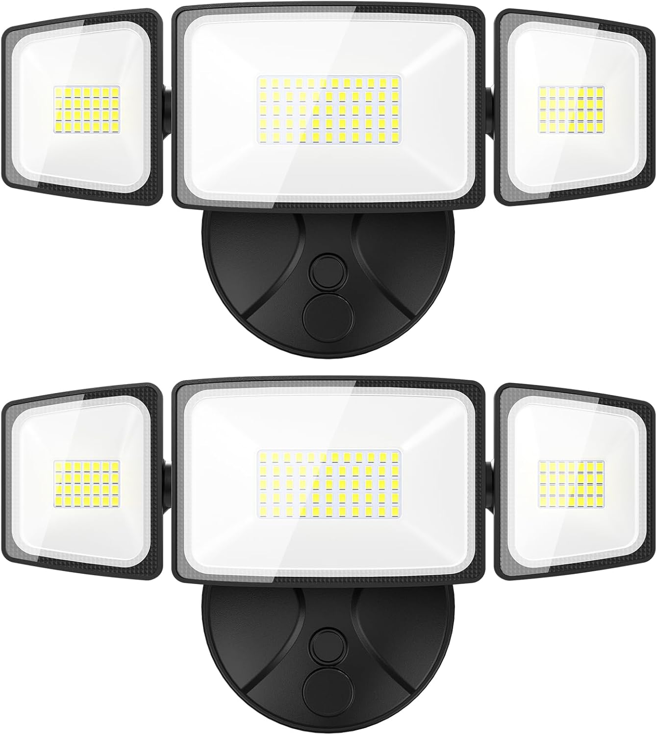 Onforu 2 Pack 60W Flood Lights Outdoor, 6000LM LED Flood Light Outdoor Switch Controlled, IP65 Waterproof Outdoor Flood Light Fixture with 3 Adjustable Heads, 6500K Security Light for Eave Garden Yard