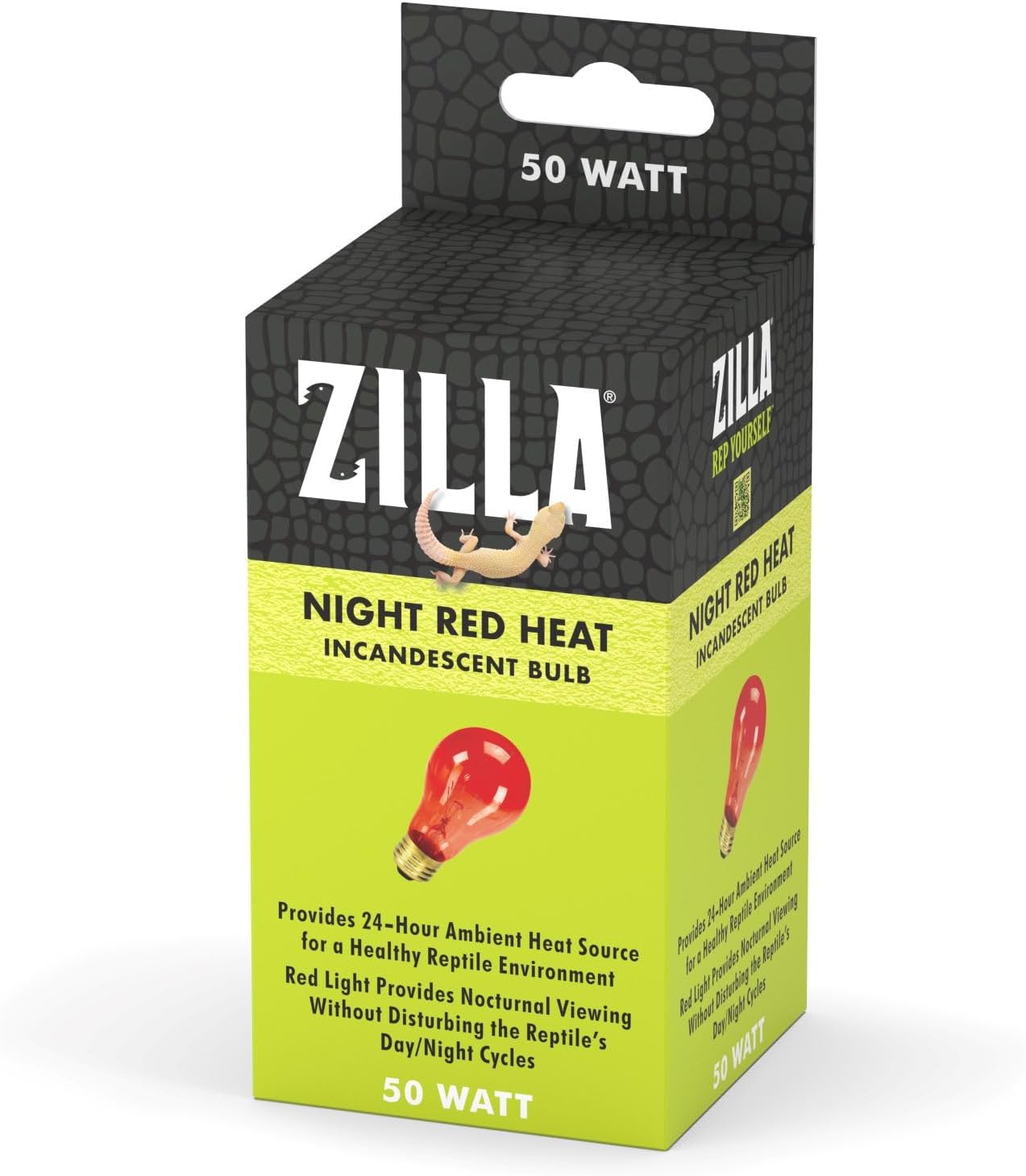 Zilla Reptile Terrarium Incandescent Heat Bulb, Night Red, 50 Watts