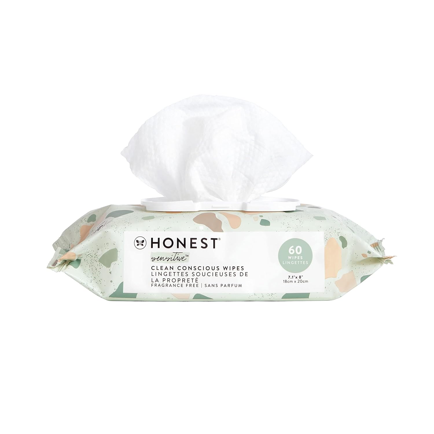 The Honest Company Clean Conscious Unscented Wipes | Over 99% Water, Compostable, Plant-Based, Baby Wipes | Hypoallergenic for Sensitive Skin, EWG Verified | Geo Mood, 60 Count