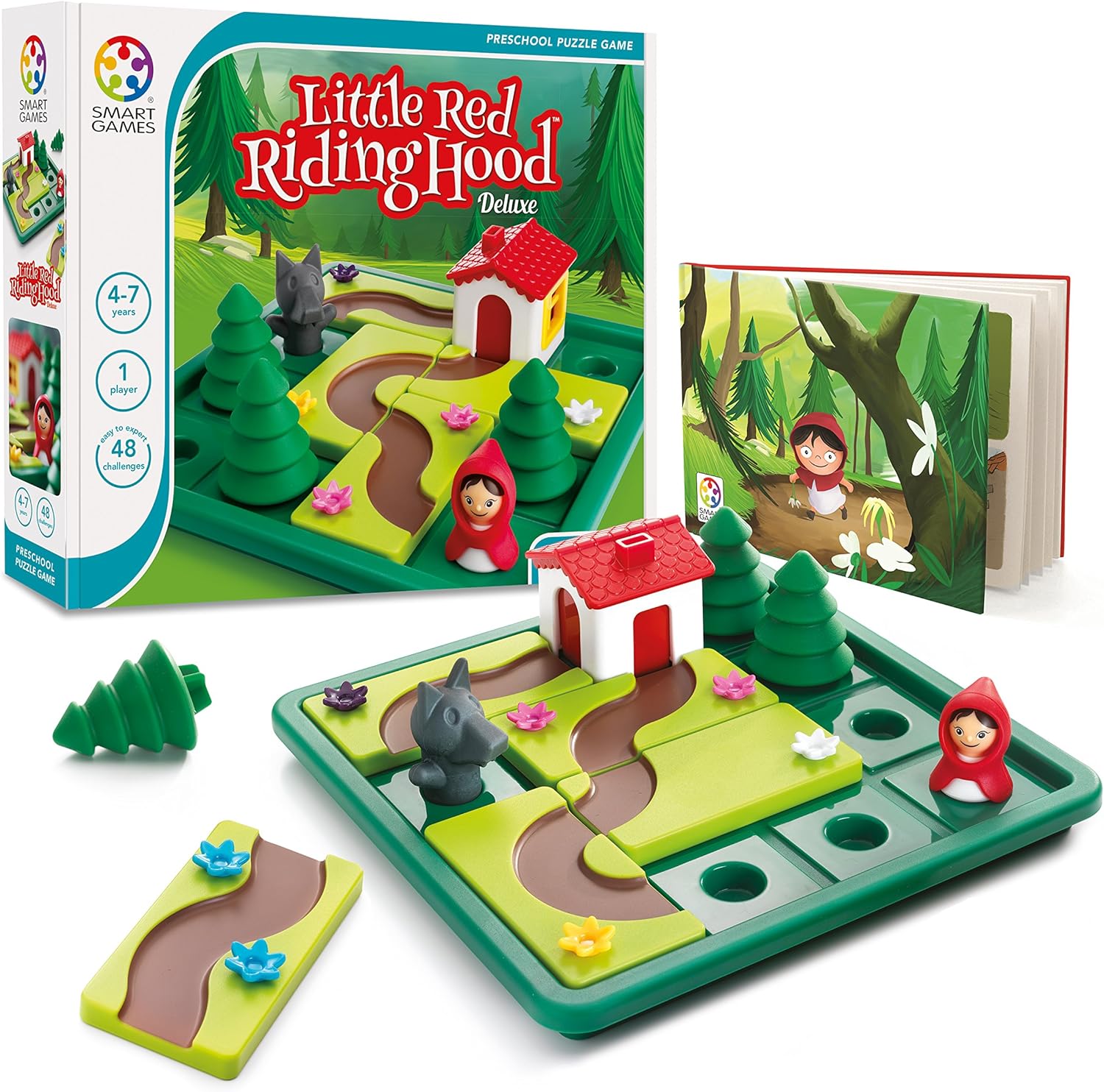 SmartGames Little Red Riding Hood Deluxe Skill-Building Board Game with Picture Book for Ages 4 