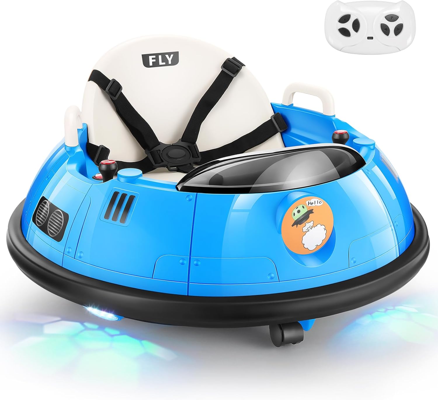 Hikole Baby Electric Bumper Car with Parent Remote, 12V Toddler Ride on Bumper Cars for Boys Girls 3-5, 5-Point Harness, Flashing LED Lights, 360 Degree Spin, Kids Bumper Car Ages 1-3, Blue