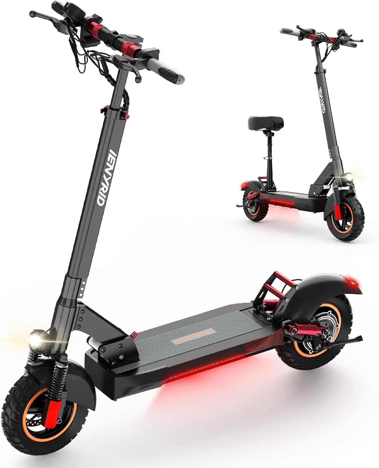 iENYRID Electric Scooter for Adults, 800W Electric Scooter with Seat, 10 Pneumatic Tires, 28 Mph Max Speed & 31 Miles Max Range