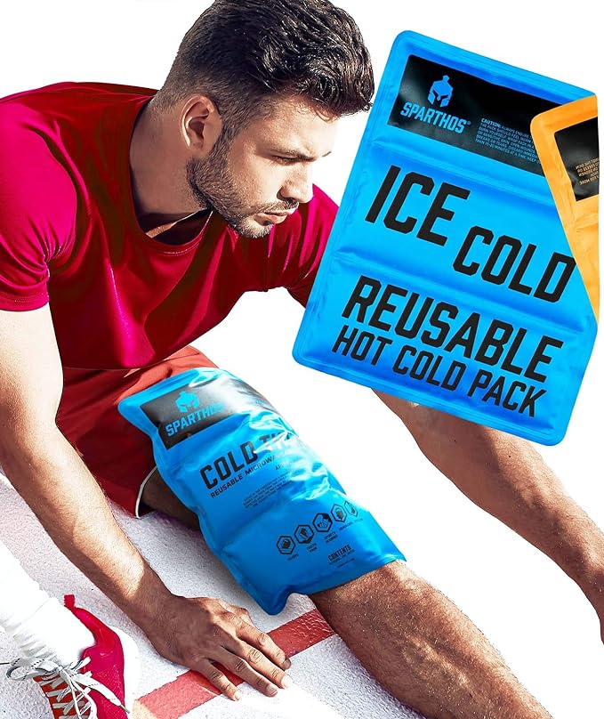 Sparthos Ice Packs for Injuries - Reusable Soft Gel Hot Cold Icepack - Medical First Aid Pain Relief Injury - Bag Flexible Pack - Instant Icing Compress Therapy - Fits Thigh, Back (Large, Pack of 1)