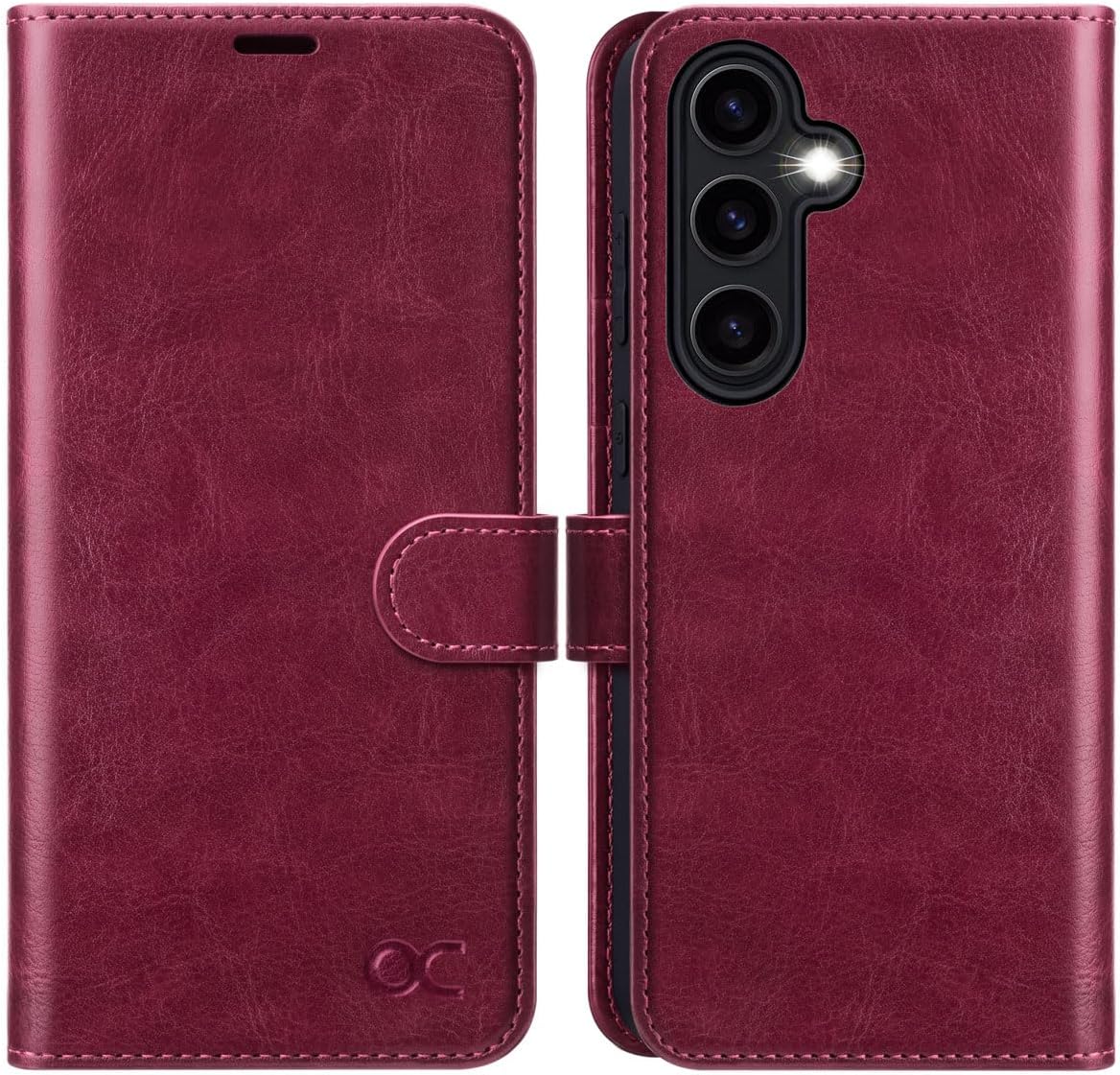 OCASE Compatible with Samsung Galaxy A55 Wallet Case, PU Leather Flip Folio Case with Card Holders RFID Blocking Kickstand [Shockproof TPU Inner Shell] Phone Cover (2024), Burgundy