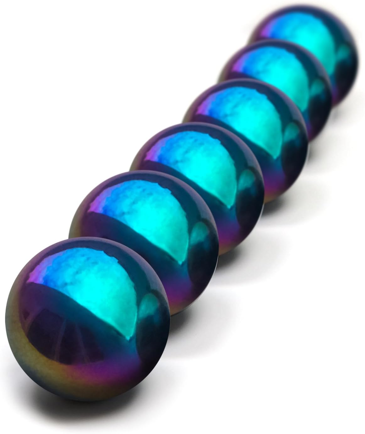 6 Pieces of 1.26 Sphere Magnet Rainbow Magnetic Balls | Hematite Rattle Snake |Fidget Toys for Anxiety | Large Magnetic Balls | Magnets for Kids