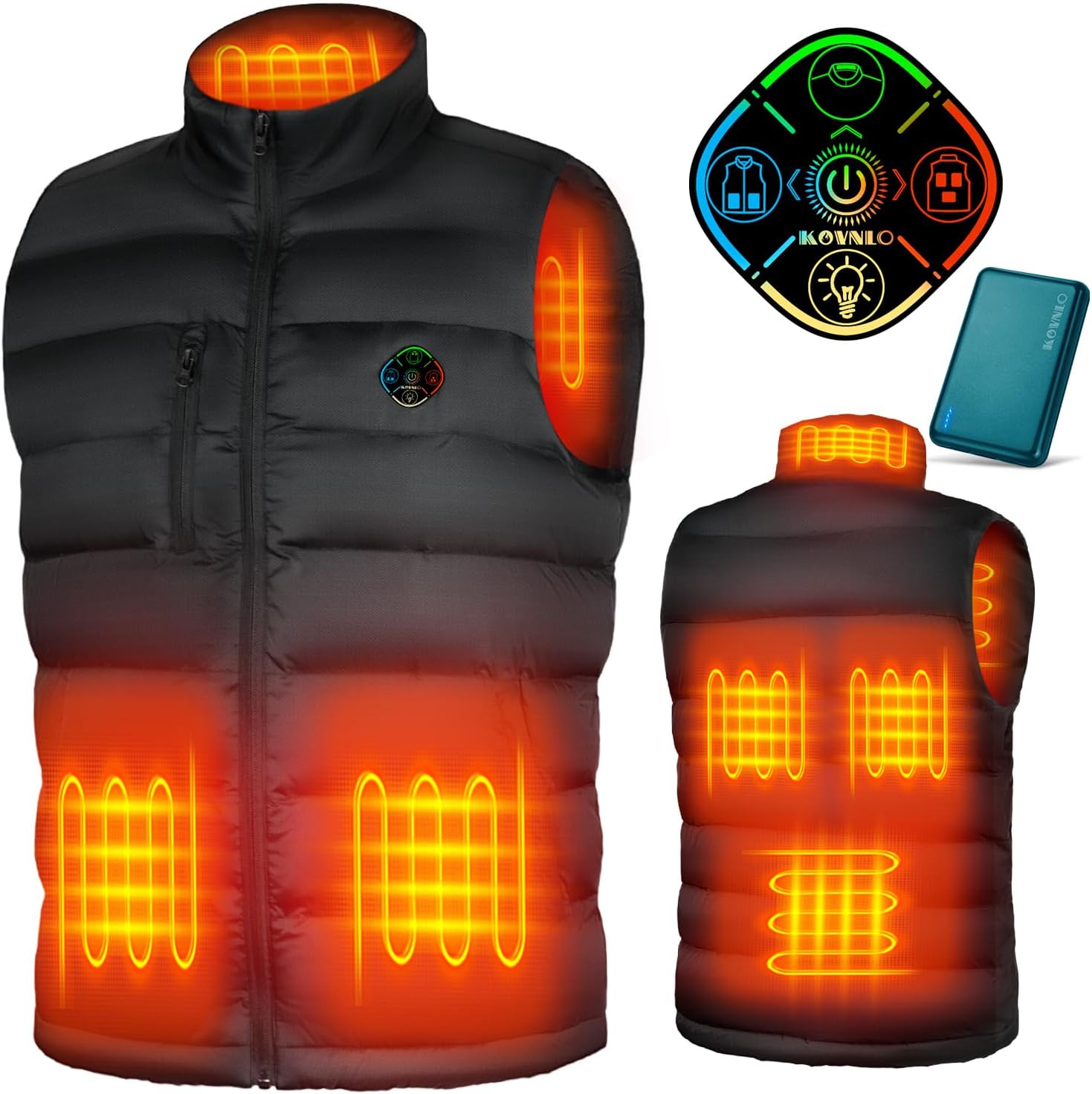 KOVNLO Heated Vest for Men with Battery Pack Included, Soft Fleece Smart Electric Lightweight Heated Jacket