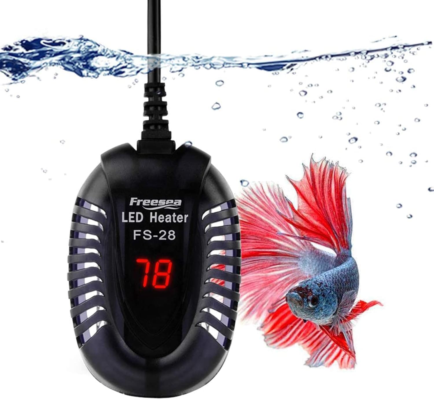 FREESEA Aquarium Fish Tank Heater: 75W Small Submersible Turtle Heater with Adjustable Temperature External Controller for Betta | Saltwater | Freshwater | 5-15 Gallon