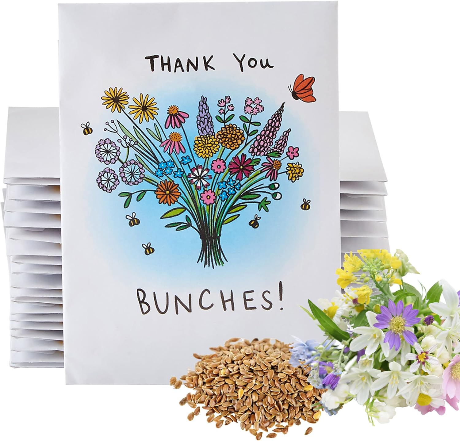 American Meadows Wildflower Seed Packets "Thank You Bunches" Party Favors (Pack of 20) - Express Gratitude with a Wildflower Seed Mix, Great Addition or Alternative to Thank You Cards