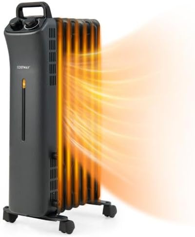 1500W Oil Filled Space Heater Electric Heater w/Adjustable Thermostat