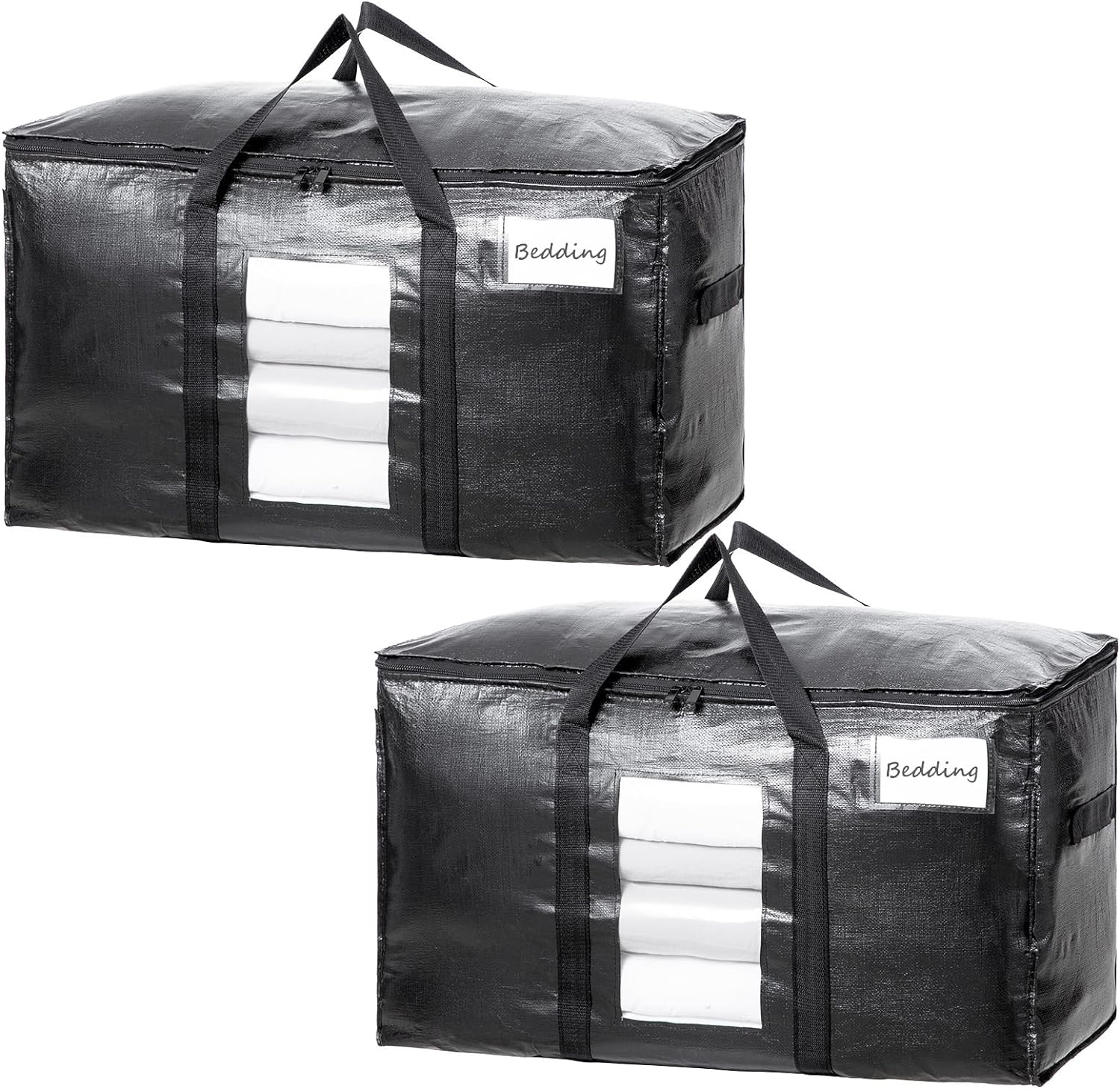 TAILI Extra Large Moving Bags, 2 Pack Black Heavy Duty Totes For Storage, Wrap Around Handles, Storage Bags for Space Saving Moving Storage, Alternative to Moving Boxes