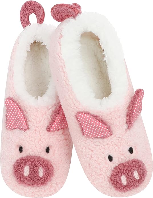 Snoozies Women' Pig Slippers Barnyard Buddy - Pig (Large)