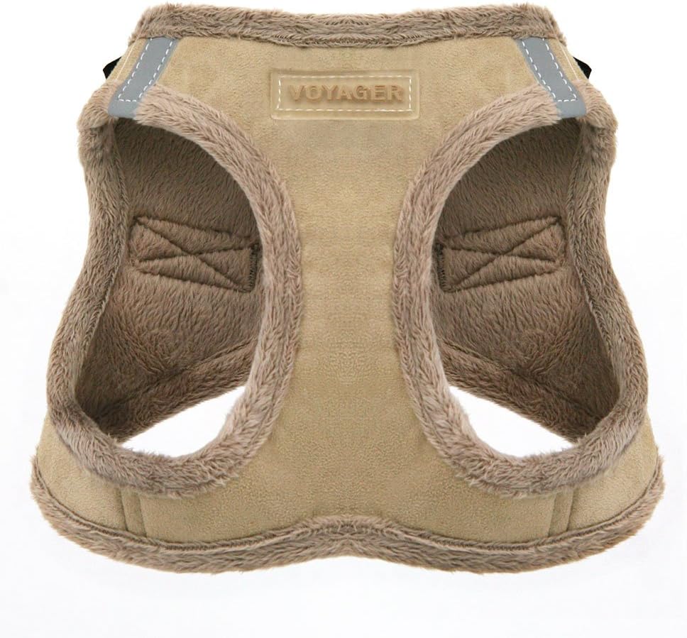 Voyager Step-In Plush Dog Harness  Soft Plush, Step In Vest Harness for Small and Medium Dogs by Best Pet Supplies - Harness (Latte Suede), XS (Chest: 13 - 14.5")