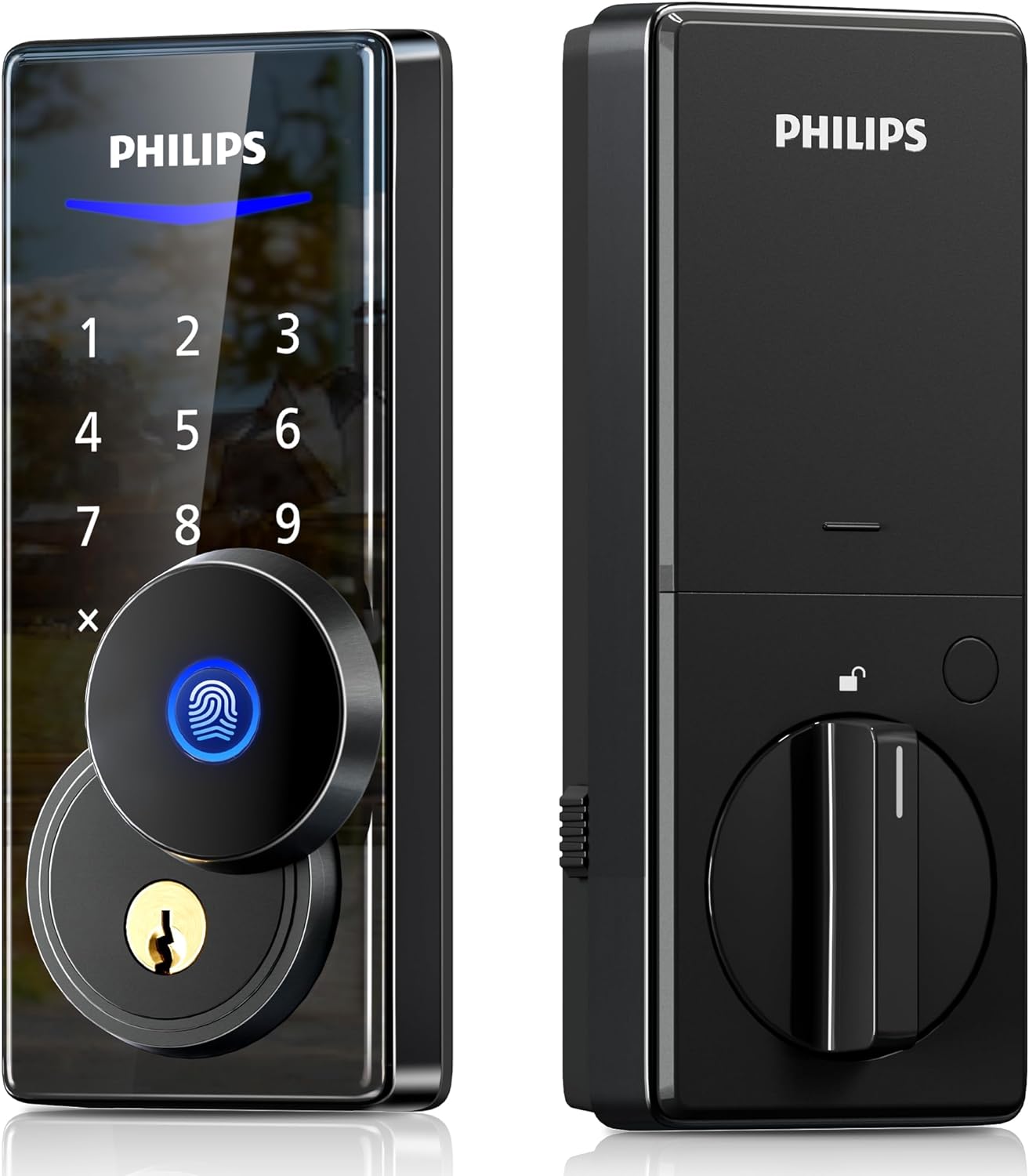 Philips Fingerprint Door Lock, Digital Keypad Deadbolt Lock with Keys, Electronic Biometric Keyless Entry Door Lock for Front Door,Auto Lock,Easy Install,IP54 Waterproof