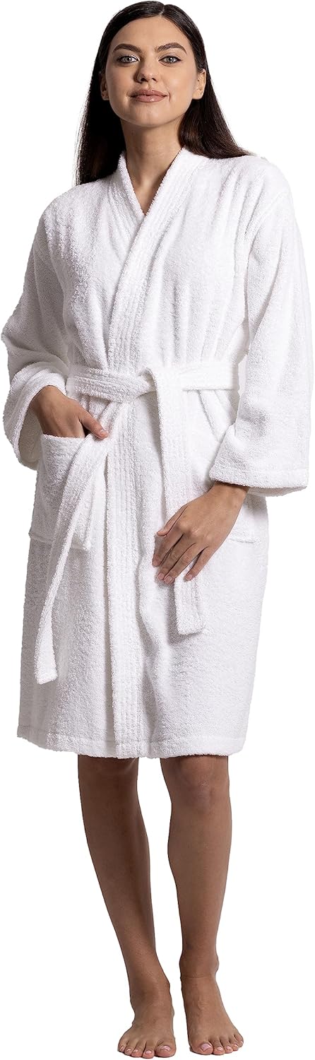 Chakir Turkish Linens 100% Cotton Terry Cloth Turkish Kimono Bathrobe for Women