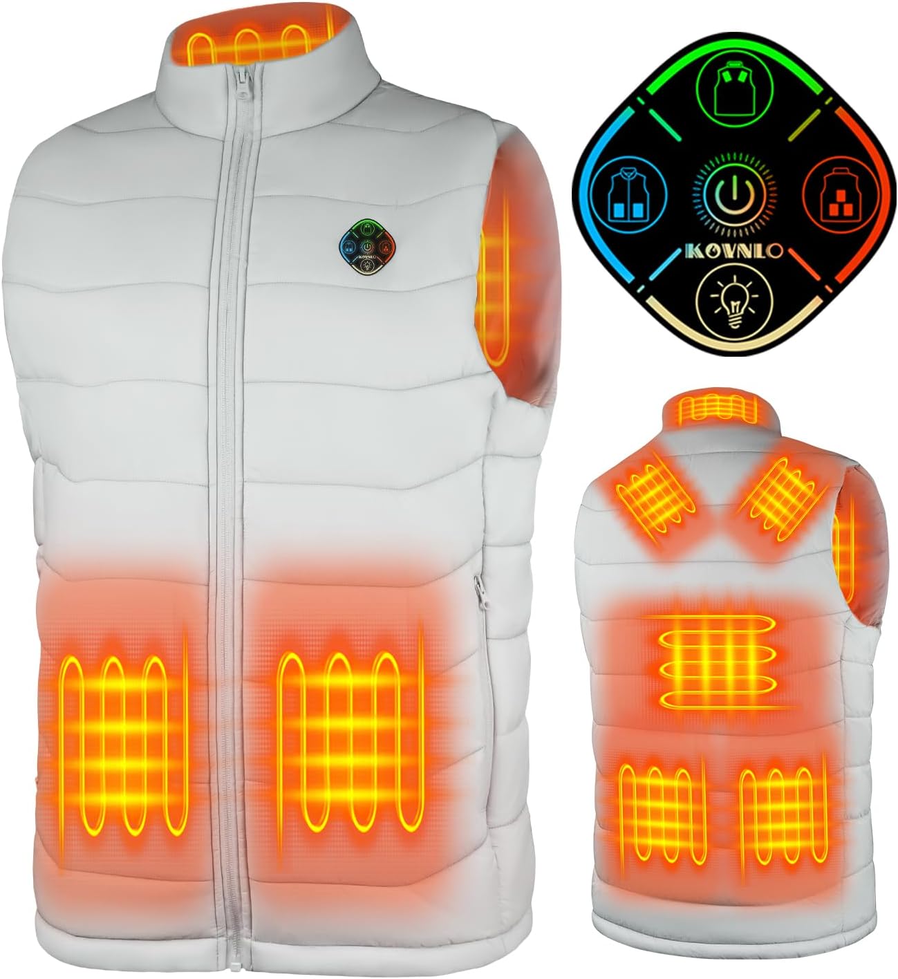 KOVNLO Heated Vest for Men, Smart Controller with Lights-out Design, Electric Heated Jackets (Battery Pack Not Included)